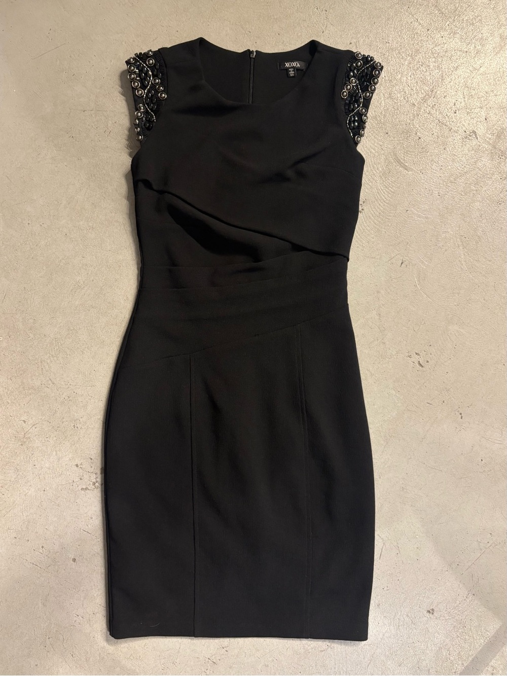 XOXO y2k fitted black dress with stud shoulders